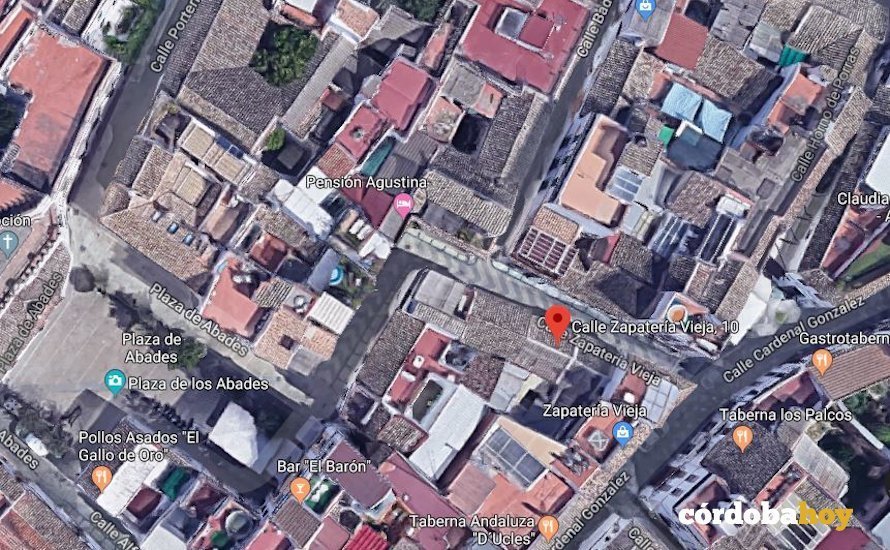Situación en Google Maps de Zapatería Vieja 10, lugar del conato de incendio