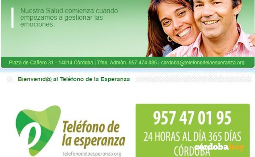 Captura de la web del Teléfono de la Esperanza en Córdoba