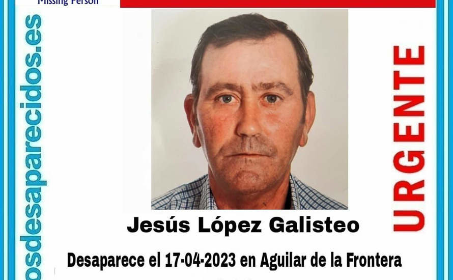Cartel con la imagen del hombre desaparecido en Aguiular de la Frontera