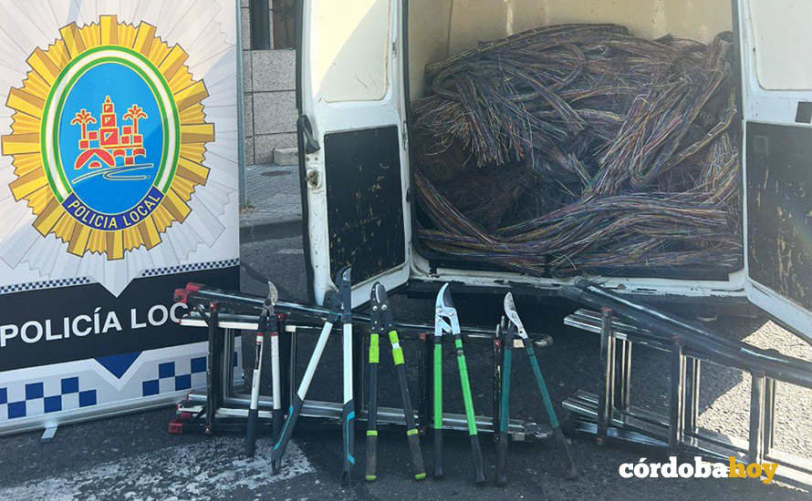 Material de cobre recuperado por la Policía Local de Córdoba