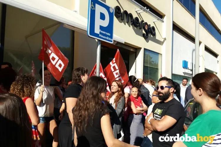 Protesta sindical en Emergia, en una imagen de archivo FOTO CCOO