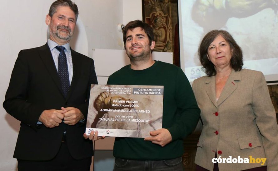 Adrián Marmolejo ganador del Entrega de premios de pintura rápida de Emacsa