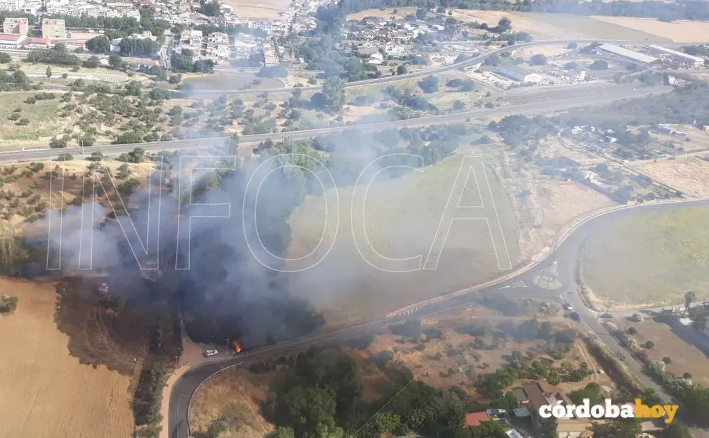 Incendio cercano a la barriada de Alcolea FOTO TWITTER DEL INFOCA