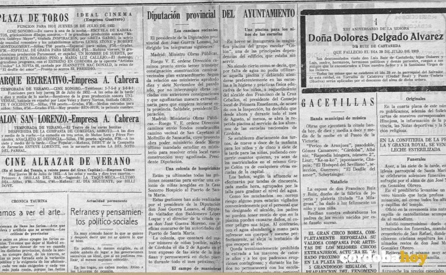 Recorte Diario de C&oacute;rdoba de Comercio e Industria 28 de julio de 1932