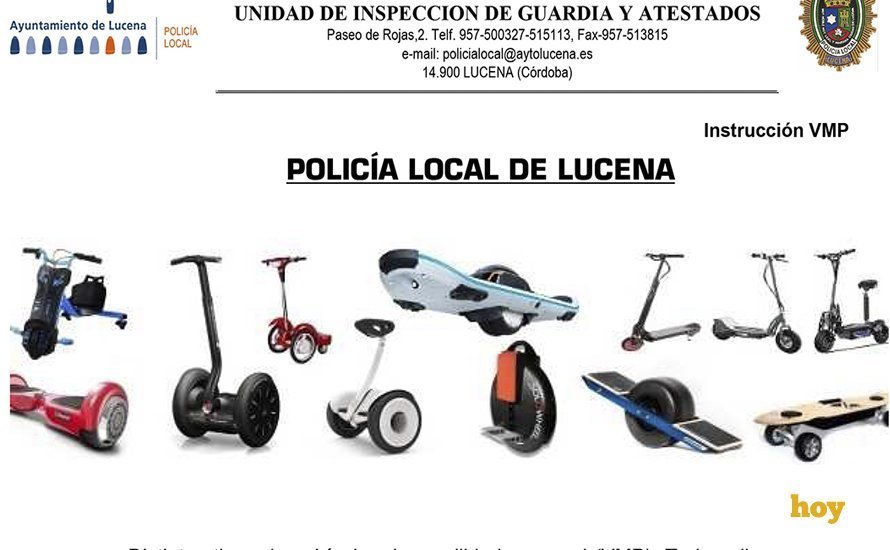 Vehículos de movilidad personas señalados por la Policía Local de Lucena
