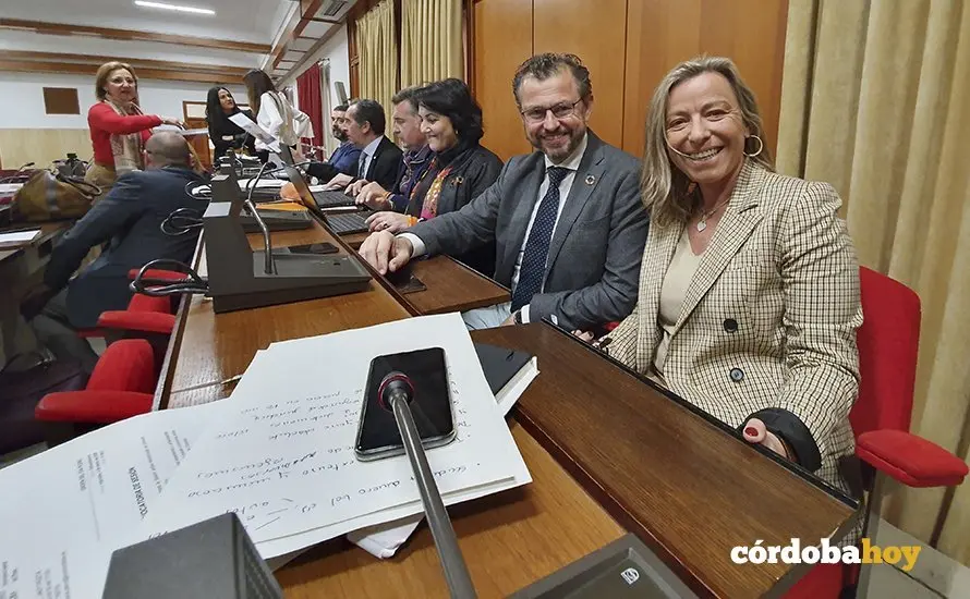 David Dorado e Isabel Alb&aacute;s en sus asientos del Pleno