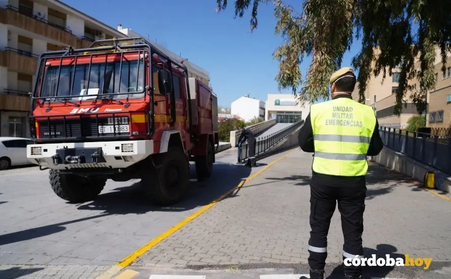 Soldado de la Unidad Militar de Emergencias en Pozoblanco
