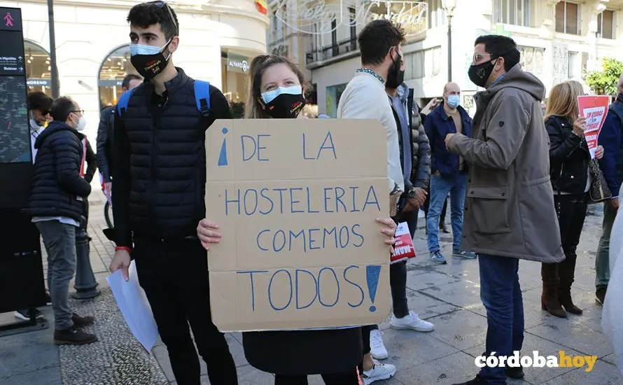 Protesta de la hosteler&iacute;a en La Victoria en noviembre de 2020