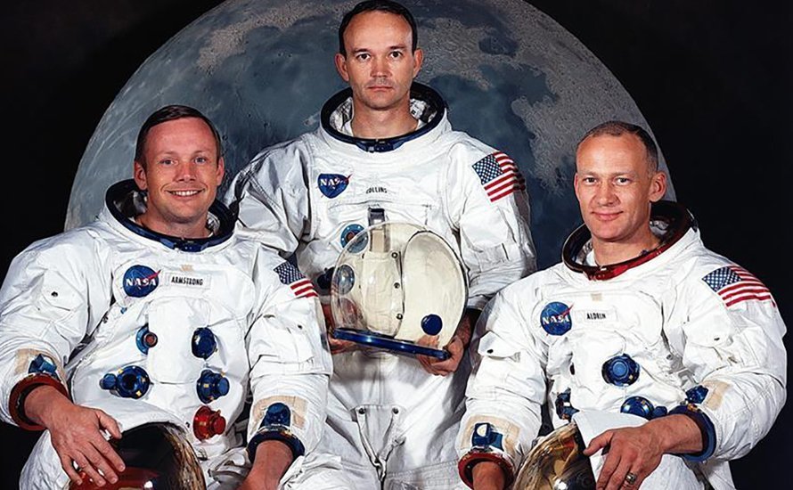 Los astronautas de la misión Apolo 11 (de izquierda a derecha) eran Neil Armstrong, Edwin %22Buzz%22 Aldrin y Michael Collins