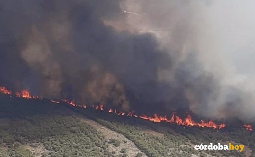 Imagen del incendio declarado en Belalcázar