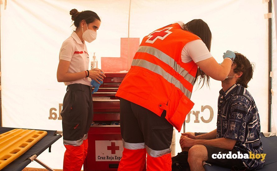Carpa de la Cruz Roja para cubrir asitencia de eventos