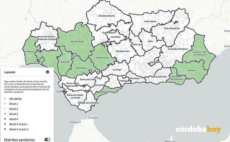 Nuevo mapa de alerta Covid en Andalucía