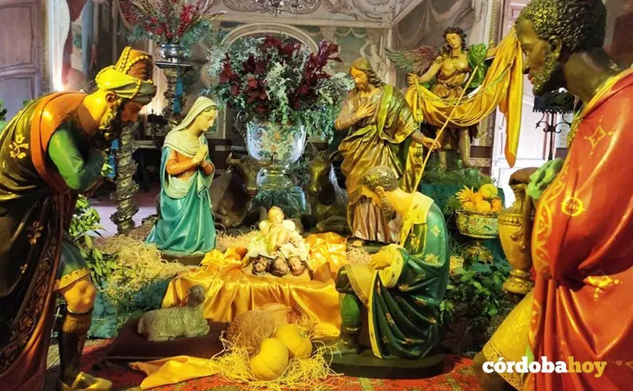 Bel&eacute;n napolitano en el sal&oacute;n Tob&iacute;as del Palacio de Viana