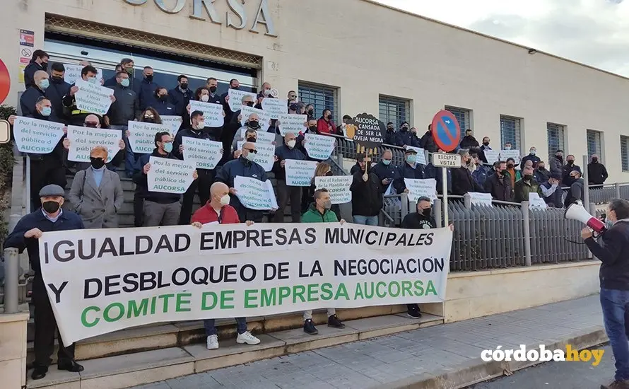 Concentraciones de trabajadores de Aucorsa durante los &uacute;ltimos d&iacute;as de huelga