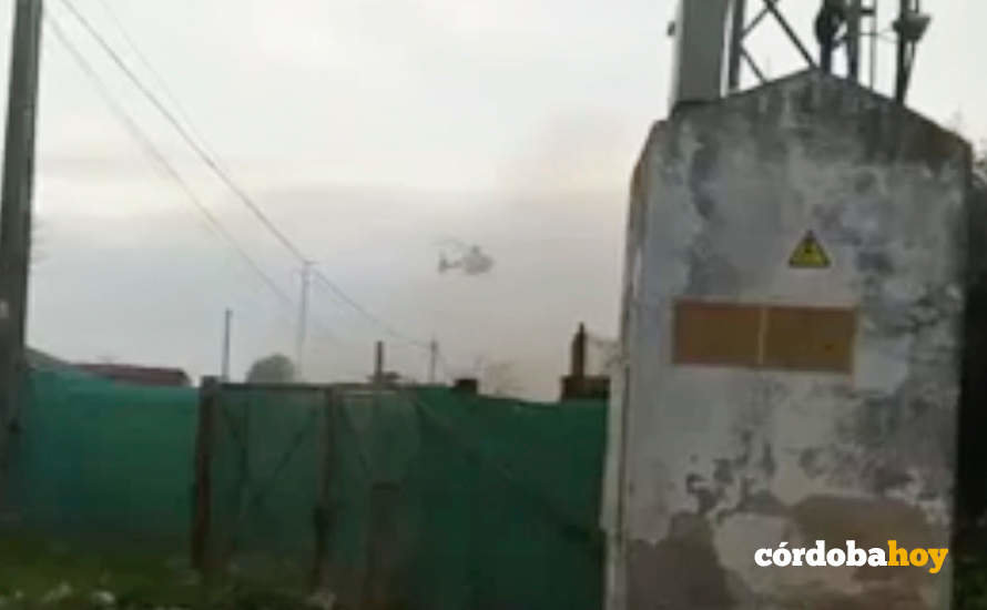 Operativo antidrogas en Las Quemadas con un helicóptero de la Policía Nacional