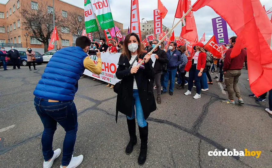Ana Bel&eacute;n Acai&ntilde;a, en una manifestaci&oacute;n por la sanidad p&uacute;blica, en una imagen de archivo