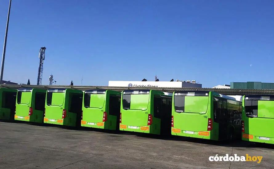 Autobuses en las cocheras de Aucorsa
