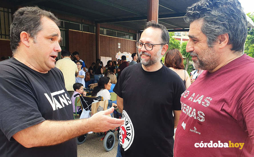Víctor Lorente, Rafael Montaño y Rafael del Castillo en el IES Grupo Cántico
