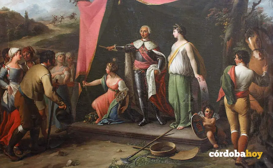 Representaci&oacute;n pict&oacute;rica del Edicto de Carlos III para repoblar Sierra Morena con alemanes, suizos y otros centroeuropeos