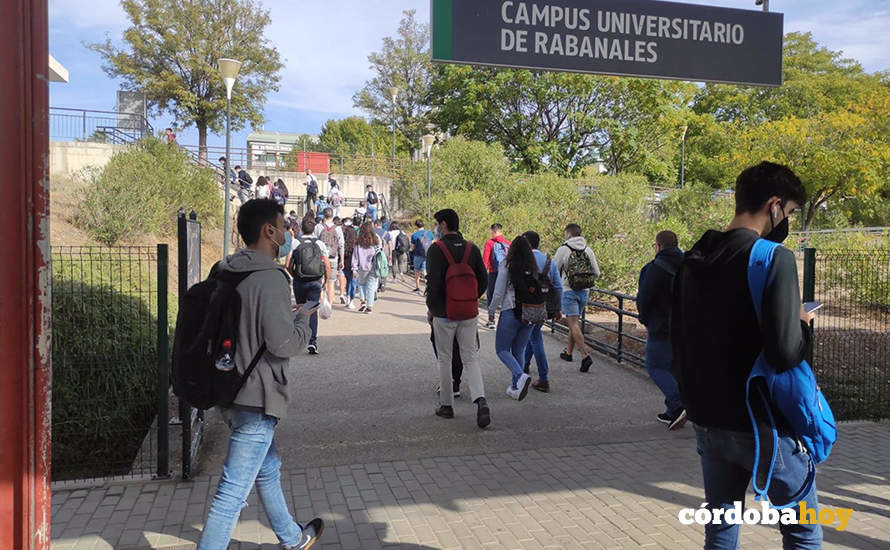 Salida de viajeros en el apeadero ferroviario del Campus de Rabanales en una imagen de archivo