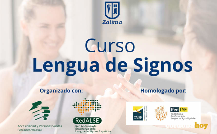 Cartel informativo del curso de Lengua de Signos Española en Zalima