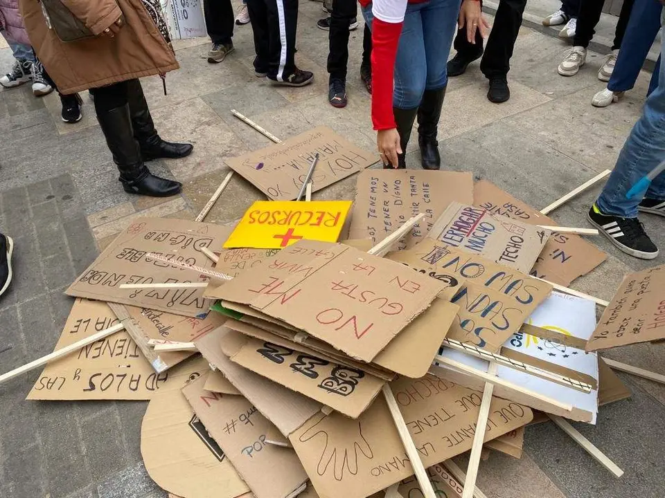 Concentraci&oacute;n por el sinhogarismo a las puertas del Ayuntamiento, en una imagen de archivo