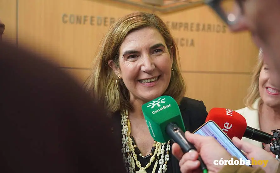 La consejera de Empleo, Empresa y Trabajo Aut&oacute;nomo, Roc&iacute;o Blanco, en una atenci&oacute;n a medios