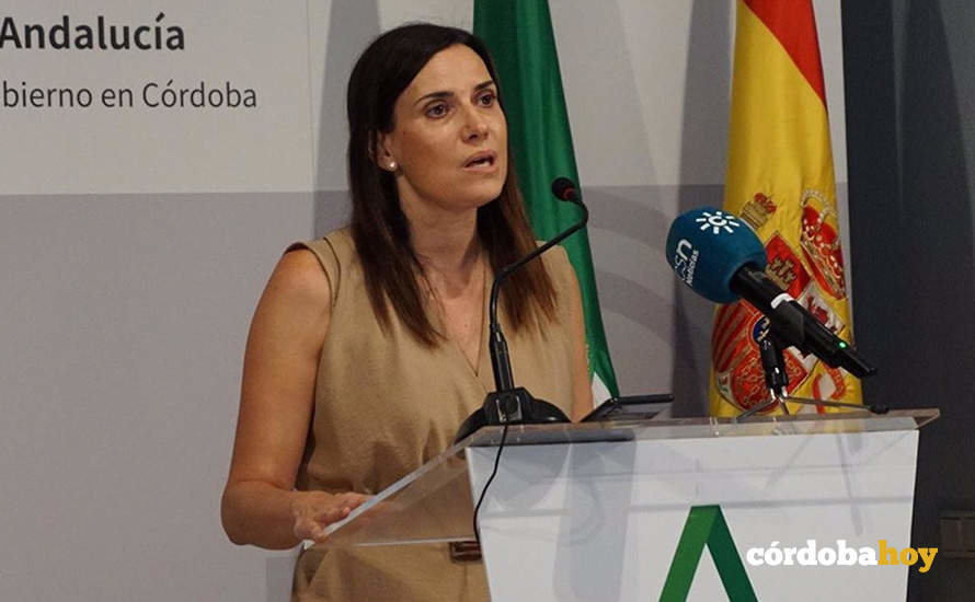 La delegada de Empleo, Empresa y Trabajo Autónomo, María Dolores Gálvez, en rueda de prensa.
