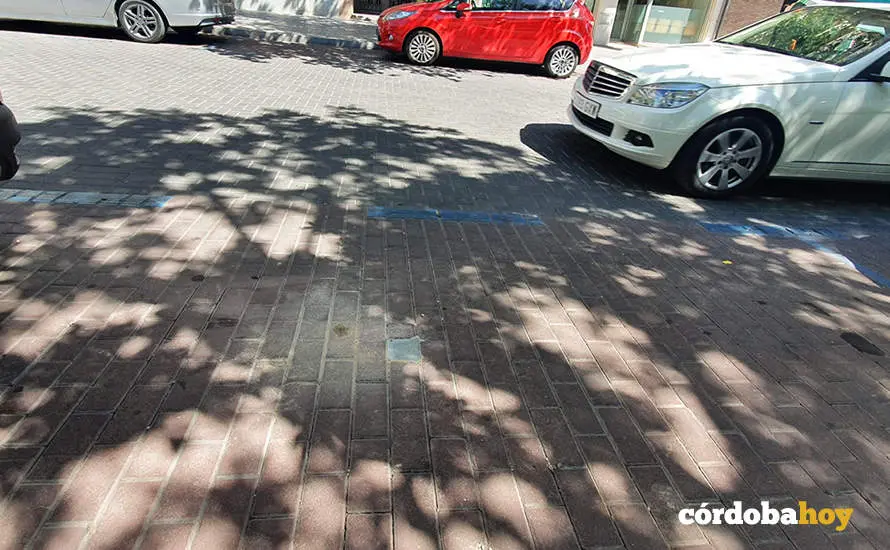 Sensor (el cuadrado p&aacute;lido del centro) ya colocado en la Plaza de Col&oacute;n