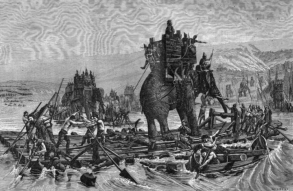 Obra de Gilbert 'Hannibal crossing the Rhone 218 BC 1882-1884 -(MeisterDrucke-773616)