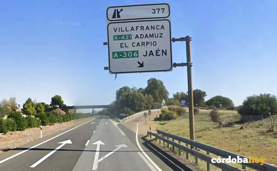 Desv&iacute;o hacia Villafranca, Adamuz y El Carpio desde la A-4