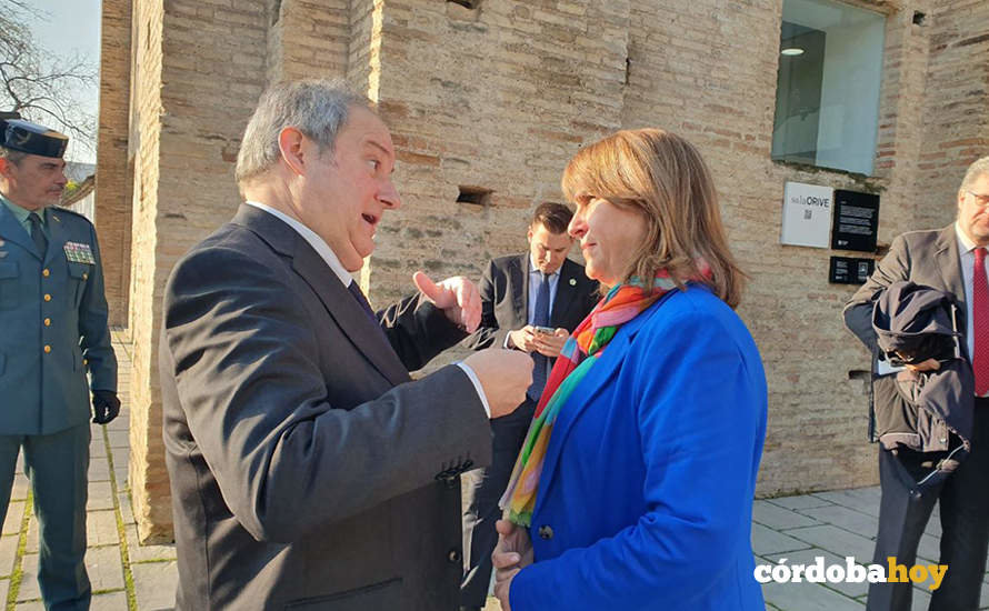 Jordi Hereu y Ana Lópe, esta mañana en Córdoba