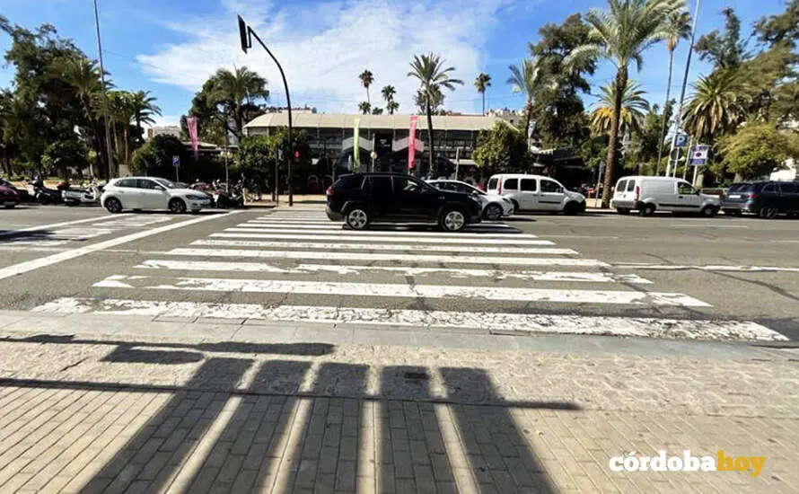 Uno de los pasos de peatones que se van a reformar en el Paseo de La Victoria