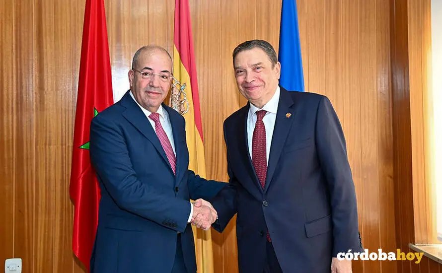 El ministro de Agricultura, Pesca y Alimentaci&oacute;n, Luis Planas, y su hom&oacute;logo marroqu&iacute;, Ahmed El Bouari FOTO SUBDELEGACI&Oacute;N DEL GOBIERNO