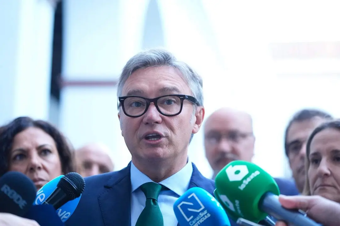 El portavoz del Grupo Parlamentario Vox en Andaluc&iacute;a, Manuel Gavira, atiende a los medios FOTO Joaqu&Iacute;n Corchero : Europa Press
