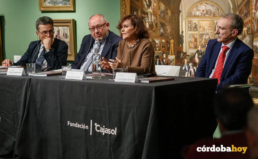 Presentaci&oacute;n del monogr&aacute;fico de &Aacute;nfora Nova dedicado a Federico Mayor Zaragoza en la Fundaci&oacute;n Cajasol FOTO &Aacute;NFORA NOVA