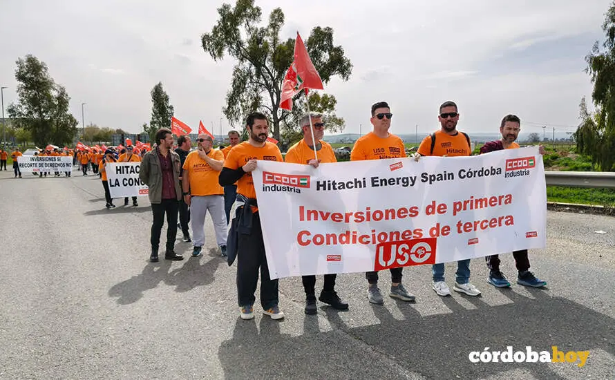 Acci&oacute;n de protesta de la plantilla de Hitachi Energy en C&oacute;rdoba FOTO CCOO