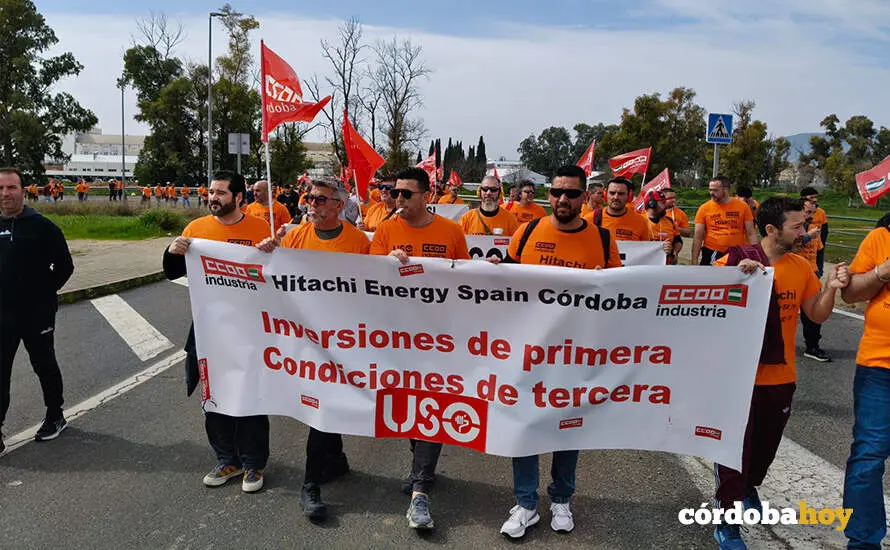 Acci&oacute;n de protesta de la plantilla de Hitachi Energy en C&oacute;rdoba, en una imagen de archivo FOTO CCOO
