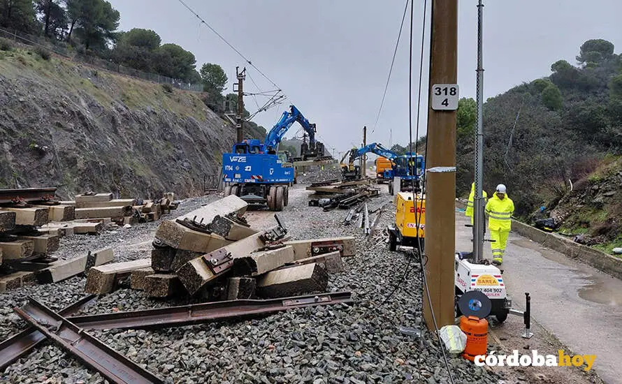 Varios operarios durante las obras de reparaci&oacute;n de las v&iacute;as en Adamuz, a 30 de enero de 2026, en Adamuz FOTO MINISTERIO DE TRANSPORTES Y MOVILIDAD SOSTENIBLE