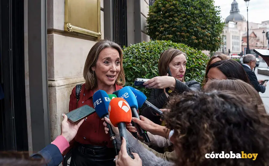La vicesecretaria de Regeneraci&oacute;n Institucional del PP, Cuca Gamarra, a su llegada a un desayuno informativo organizado por Nueva Econom&iacute;a F&oacute;rum, en el Four Seasons Hotel Madrid FOTO MAT&Iacute;AS CHIOFALO / EUROPA PRESS