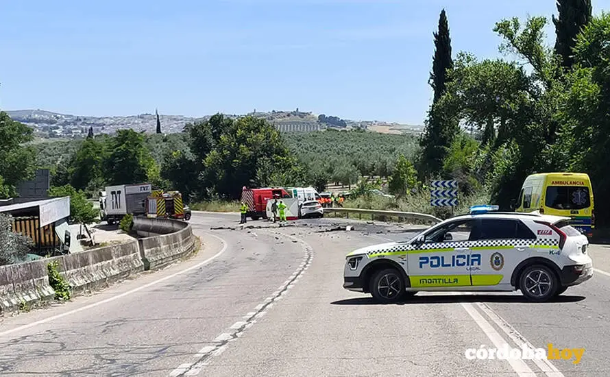 Lugar donde se ha producido el accidente mortal en Montilla