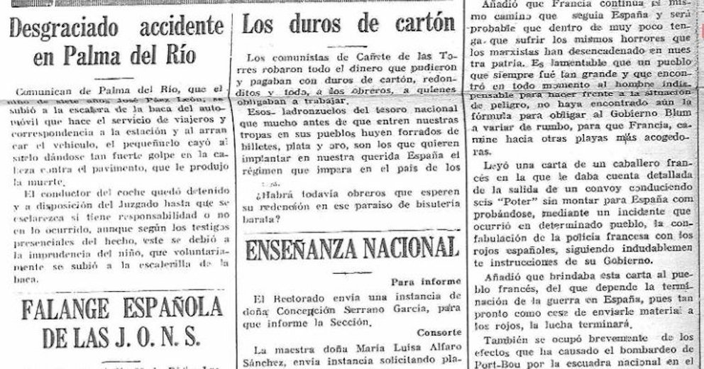 Sucesos del Diario Córdoba del 29 de diciembre de 1936 y publicados el 30