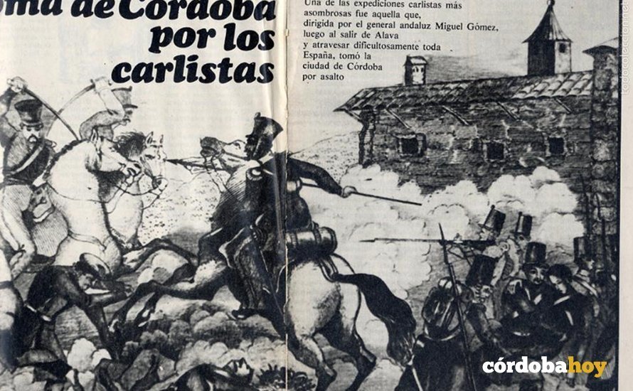 Representación de la toma de Córdoba por los carlistas según una lámina del blog todocolección