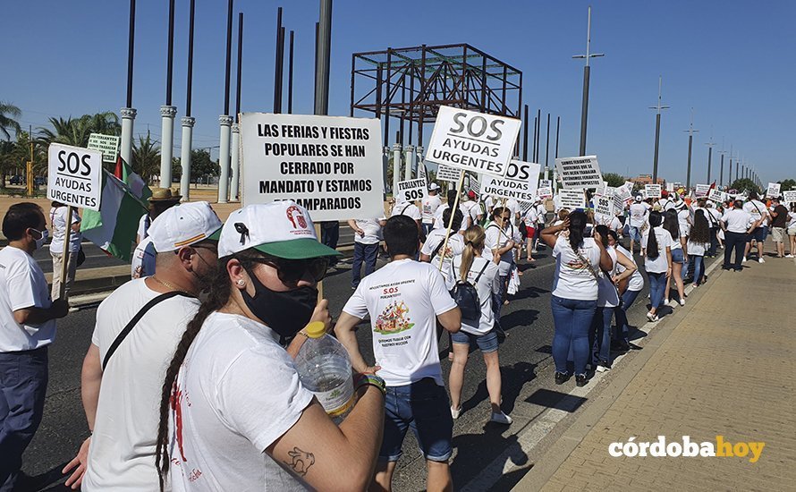 Protesta de feriantes en Córdoba en junio de 2020