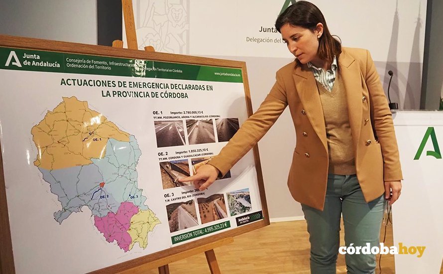 La delegada de Fomento, Infraestructuras y Ordenación del Territorio, Cristina Casanueva, informa sobre las reparaciones en carreteras de la provincia
