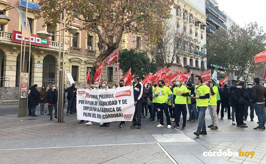 Protesta de los trabajadores de Zumosol en la capital cordobesa