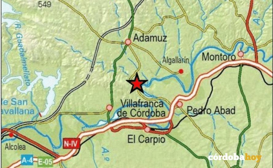 Terremoto en Villafranca, mapa del Instituto Geográfico Nacional