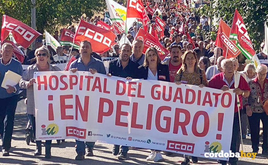 Manifestación convocada por IU y CCOO en Peñarroya en defensa de la sanidad pública