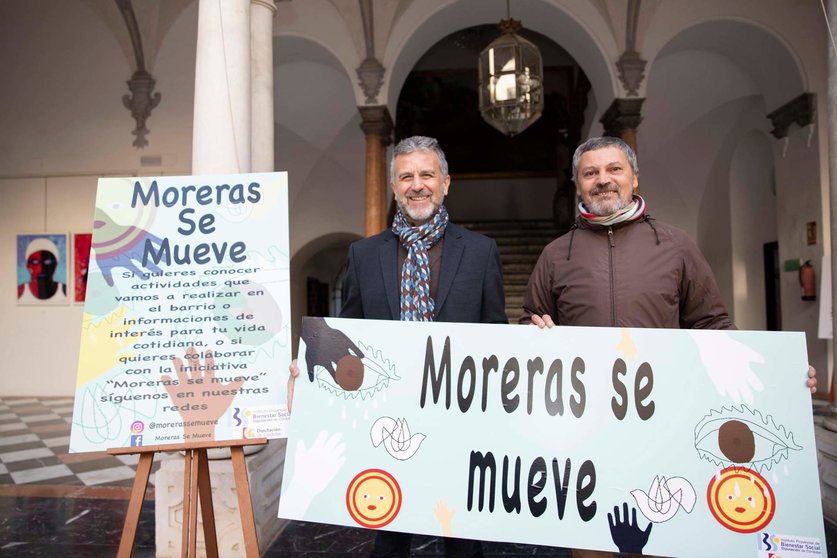 El presidente del IPBS, Francisco Ángel Sánchez (izda.), muestra el respaldo a 'Moreras se mueve'