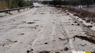 Carretera de la provincia de C&oacute;rdoba afectada por los efectos del temporal provocado por la borrasca Benjam&iacute;n FOTO DIPUTACI&Oacute;N DE C&Oacute;RDOBA